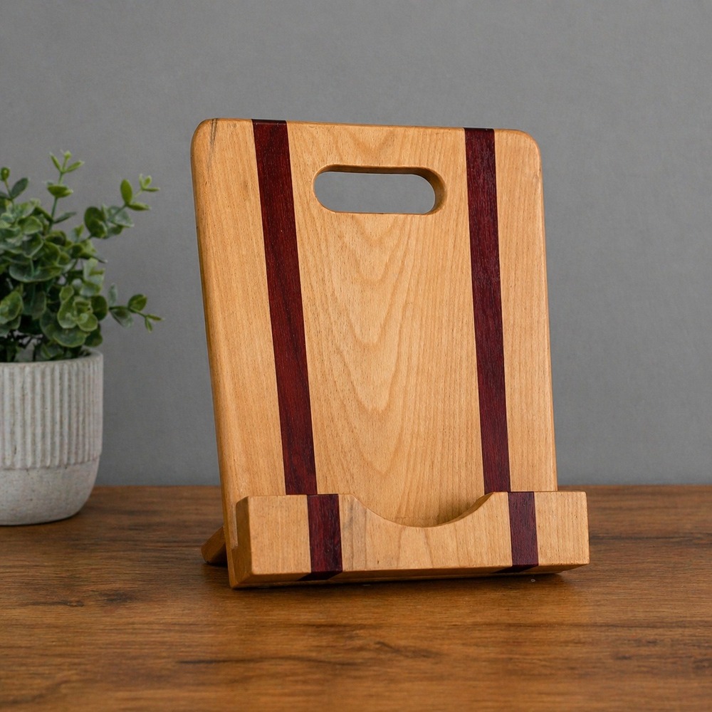 Wooden Recipe Book Stand Rustic Kitchen Cookbook Holder Minimalist Wood 8X10